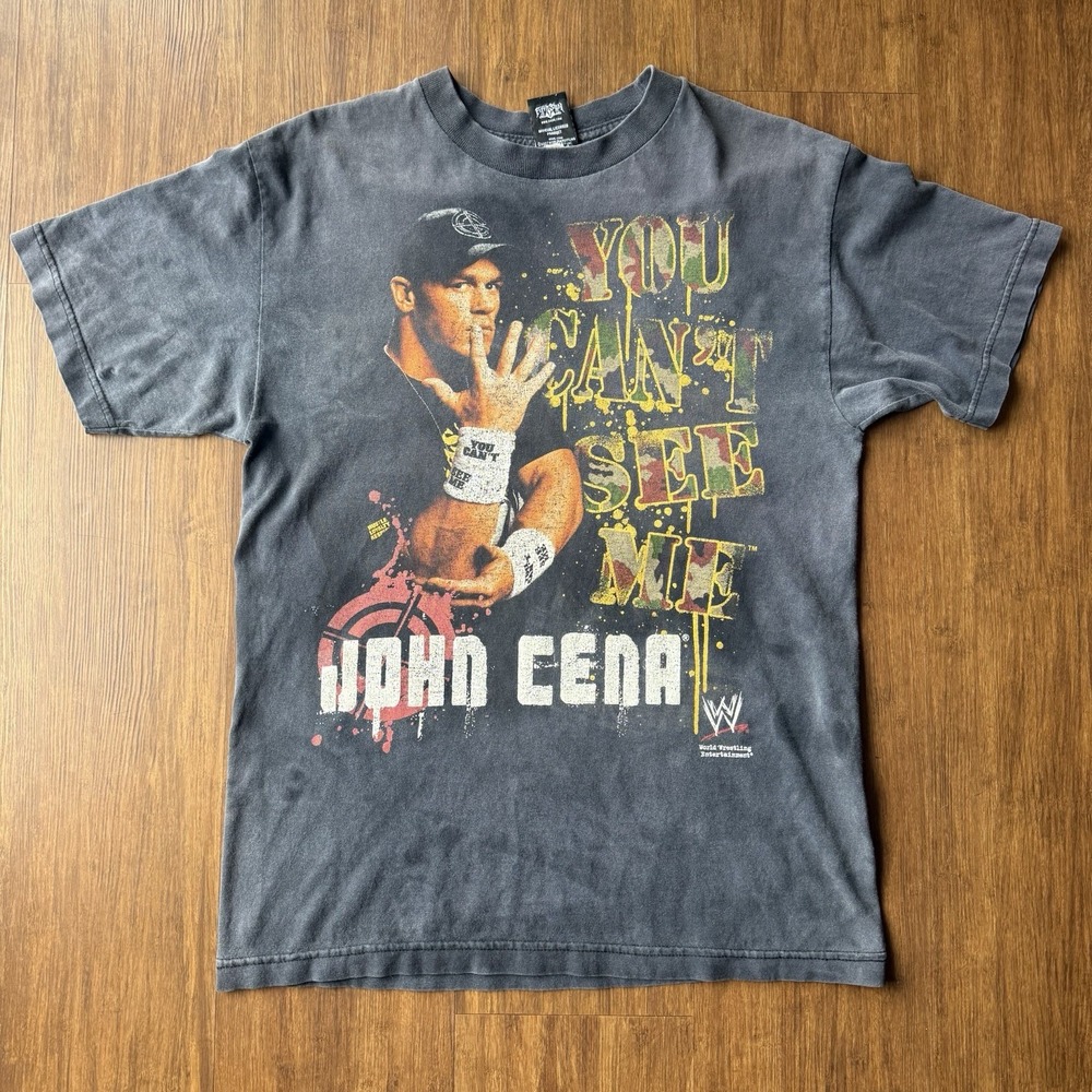 Vtg 2007 WWE John Cena Wrestling Medium T-Shirt Tee You Can't See Me Small Mens